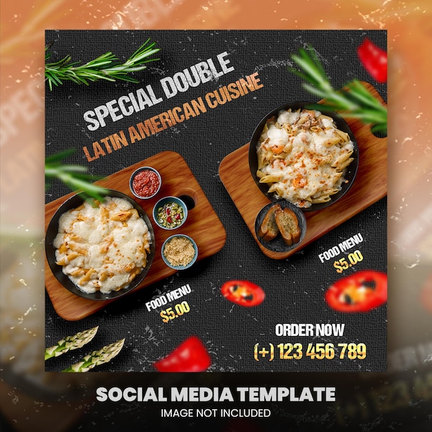 Food social media promotion and instagram banner post design template