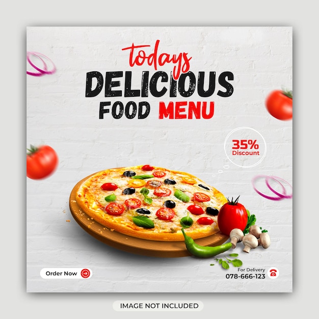 Food social media promotion and instagram banner post design template