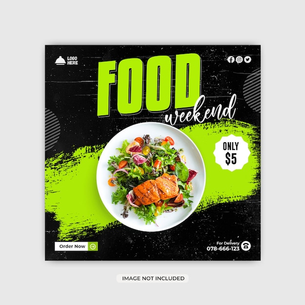 Food social media promotion and instagram banner post design template