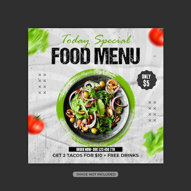 Food social media promotion and Instagram banner post design template