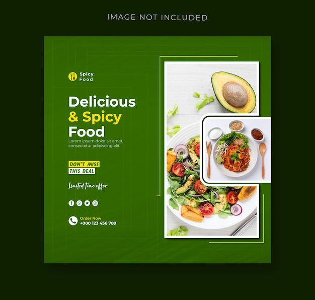 Food social media promotion and Instagram banner post design template