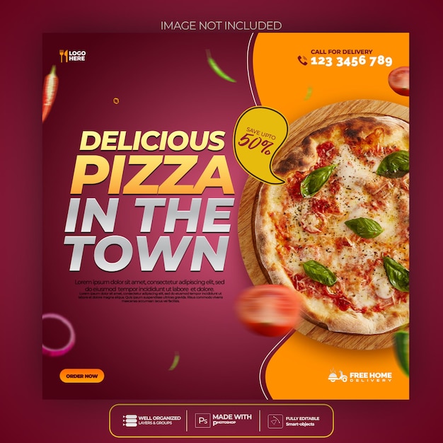 Food social media promotion and instagram banner post design template