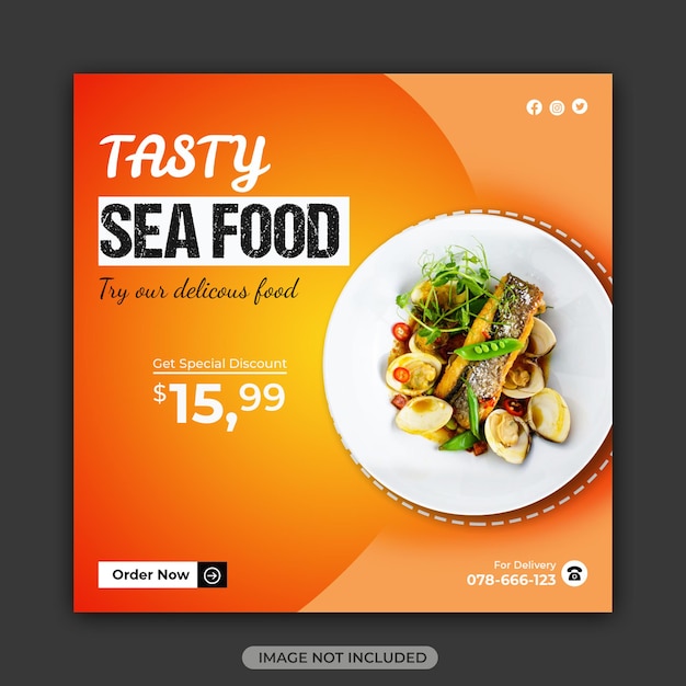 Food social media promotion and instagram post banner template