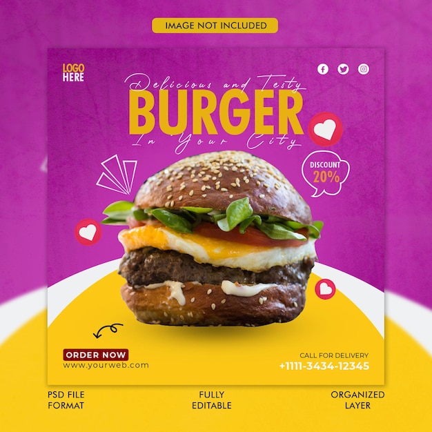 Food social media promotion and Instagram post design template