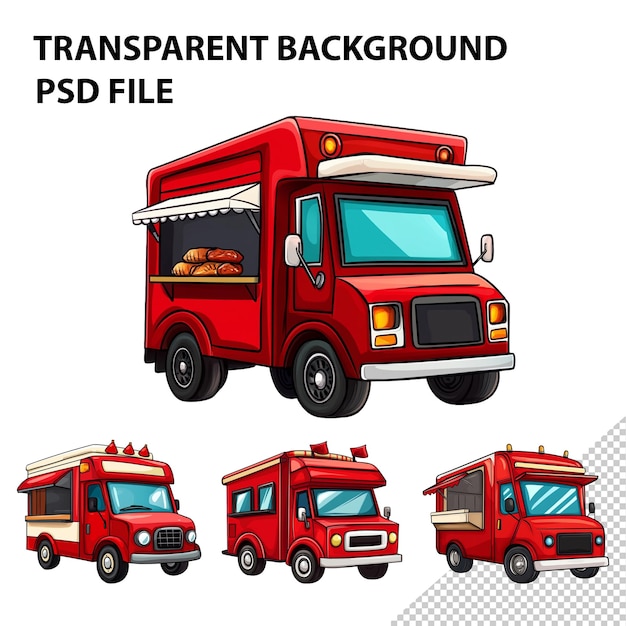 PSD food truck isolated on transparent background