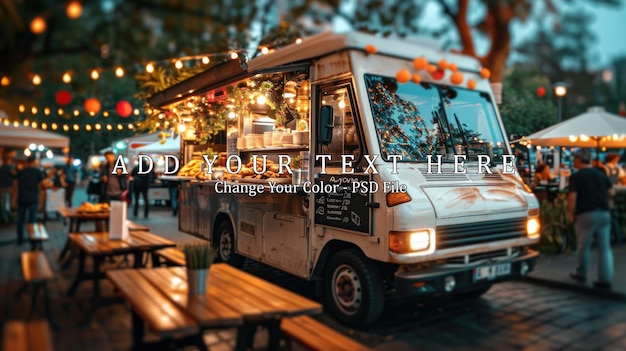 PSD food truck on night street