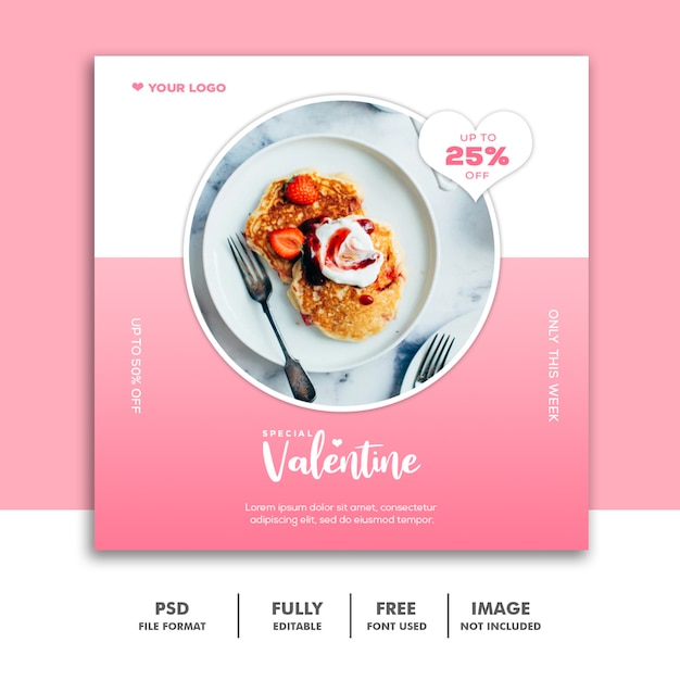 Food Valentine Banner Social Media Post