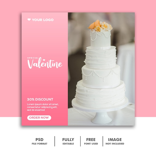 PSD food valentine banner social media post 