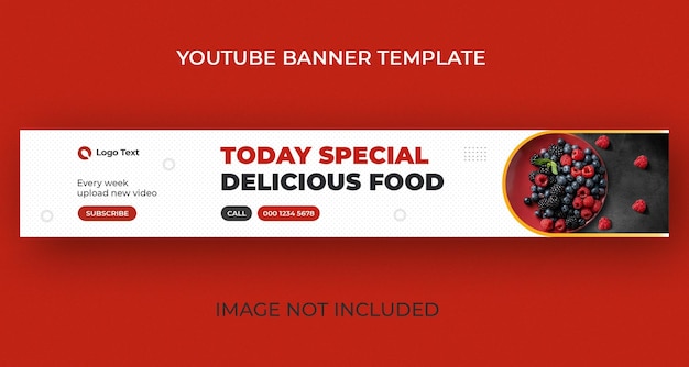 Food vlogger youtube banner template design