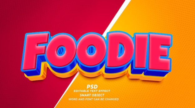 Foodie 3d editable text effect photoshop template