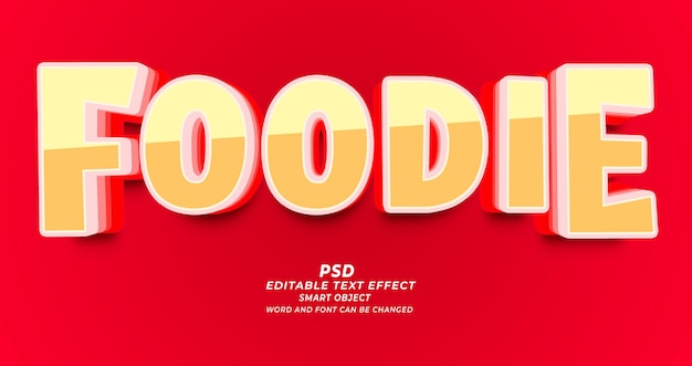 PSD foodie 3d editable text effect psd template