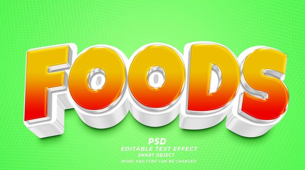 PSD foods 3d editable text effect photoshop template with background