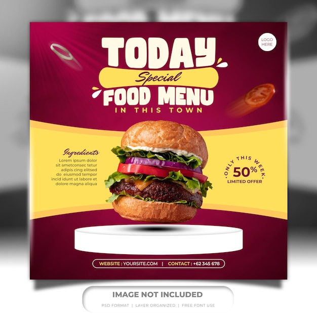 Foodsocialmediapromotioninstagrambannerpostdesigntemplate