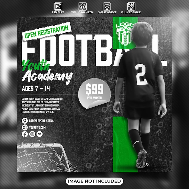 Football academy social media poster template