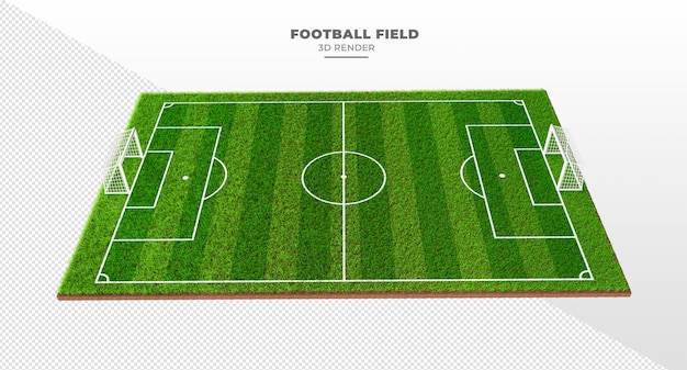 Football field with grass and goal in 3d render