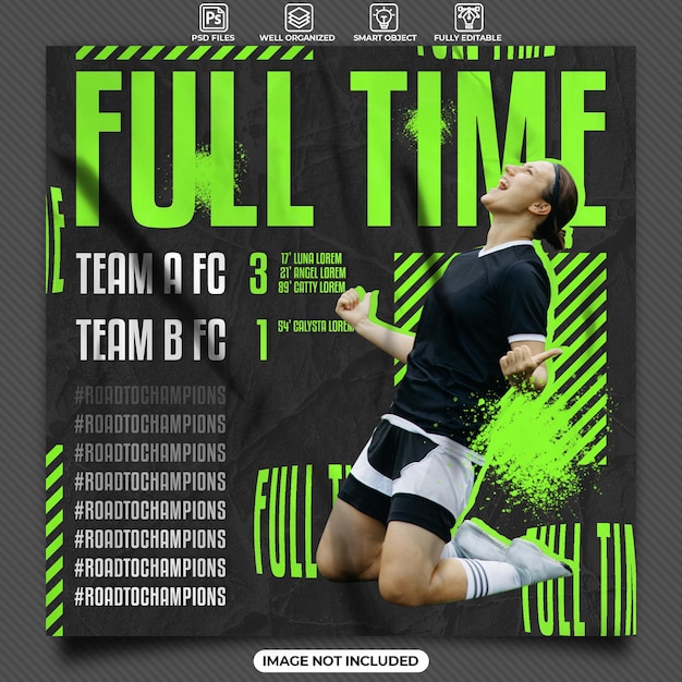 Football full time result poster template