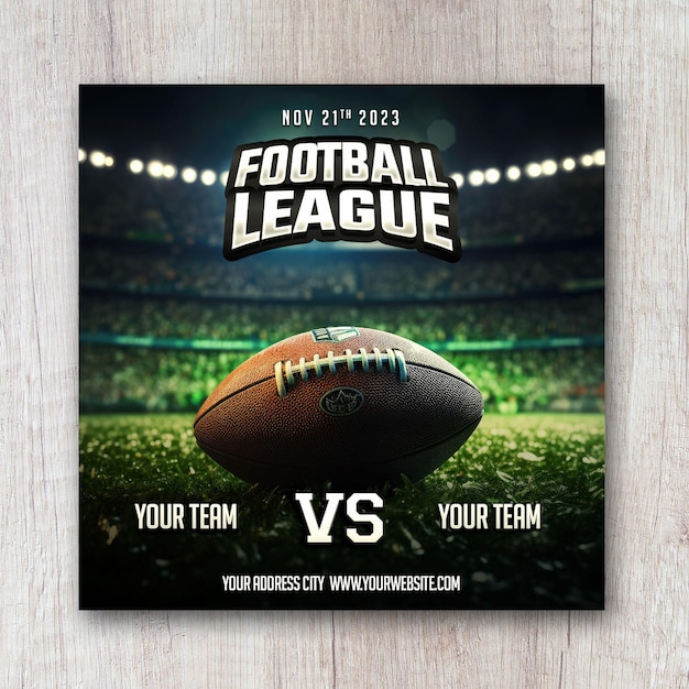 football league square flyer social media post design banner