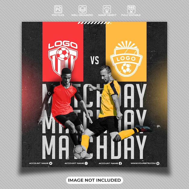 Football matchday social media poster template