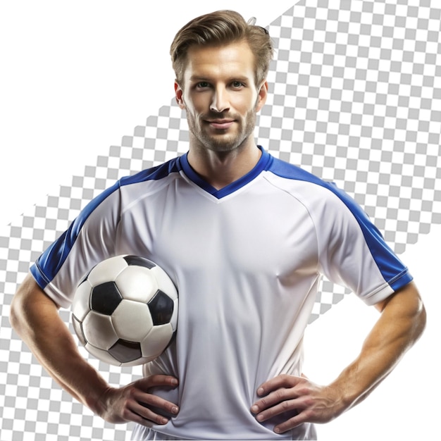 Football player holding a soccer ball