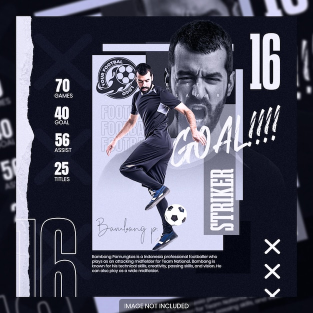 Football player poster social media post template