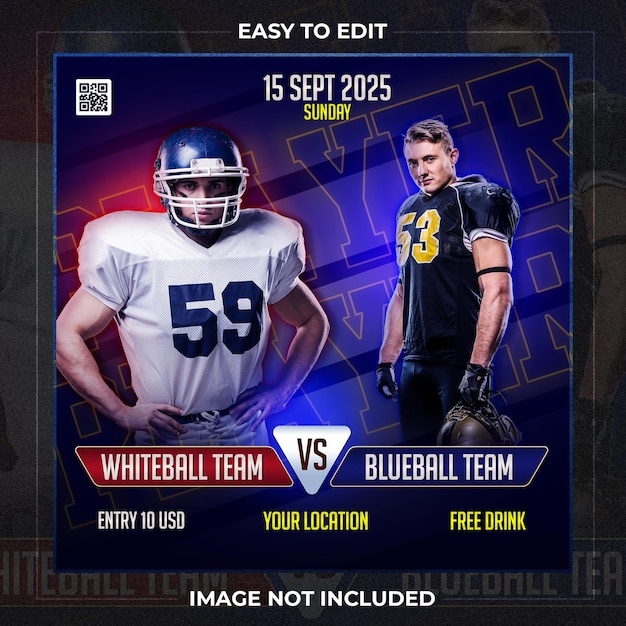 Football player poster social media post template