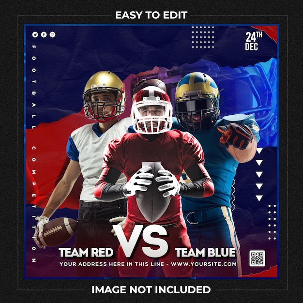 Football player poster social media post template