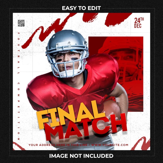 Football player poster social media post template