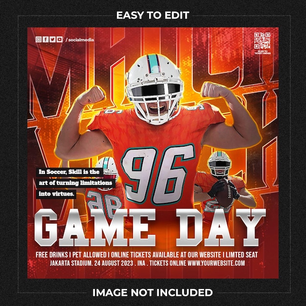 Football player poster social media post template