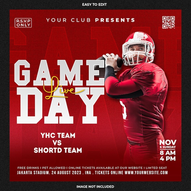 Football player poster social media post template