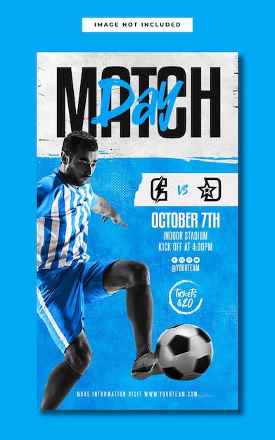 Football soccer match day social media instagram story template