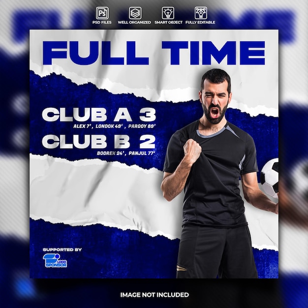 PSD football sport event flyer or social media template