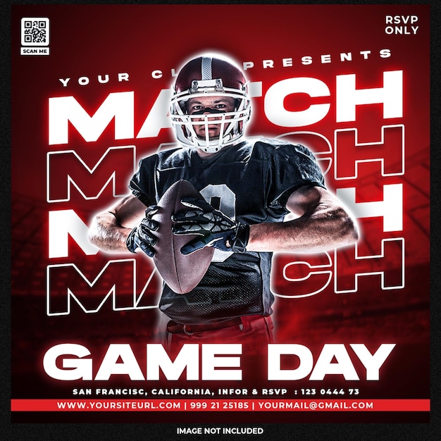 PSD football sport event flyer template