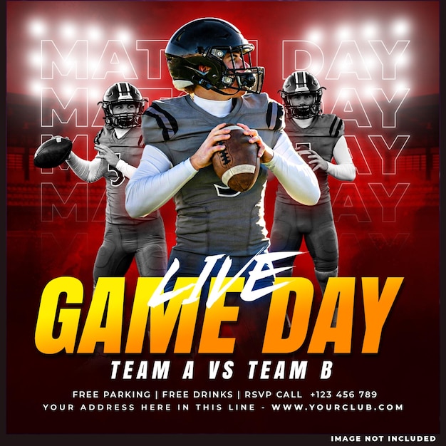 PSD football sport event flyer template