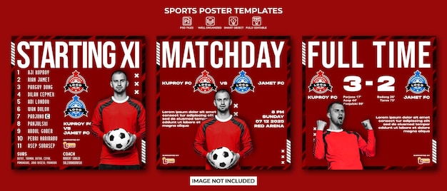 PSD football sports poster or social media post collection template