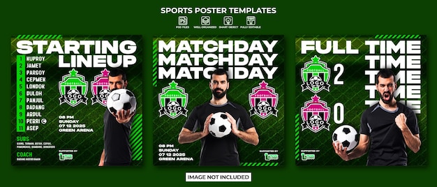 PSD football sports poster or social media post collection template