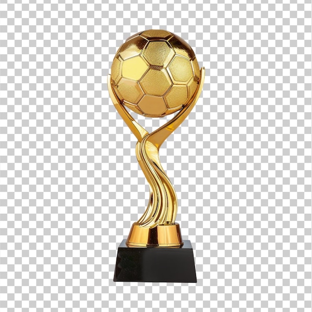 Football winner gold trophy cup on a transparent background