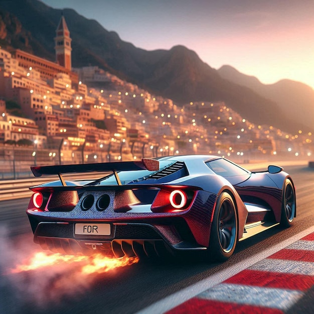 Ford GT Racetrack Monaco Social Media Avatar Template Mockup