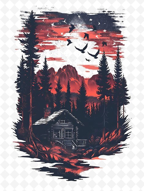 Forest Setting With a Campaign Cabin and Wildlife for Electi Flat Illustration Poster Design