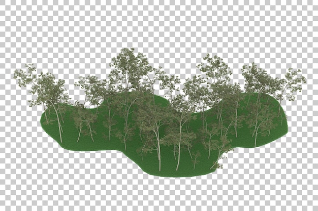 Forest on transparent background. 3d rendering - illustration