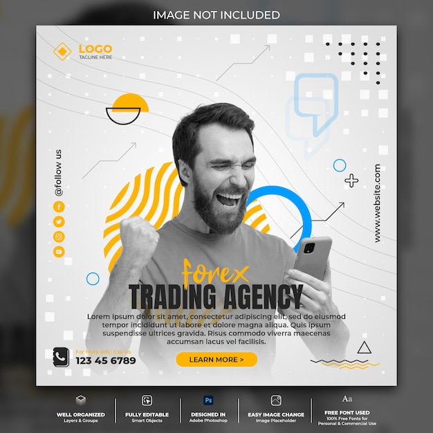 Forex trading agency promotion social media post template