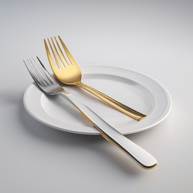 PSD a fork and a knife are on a plate with a knife and fork