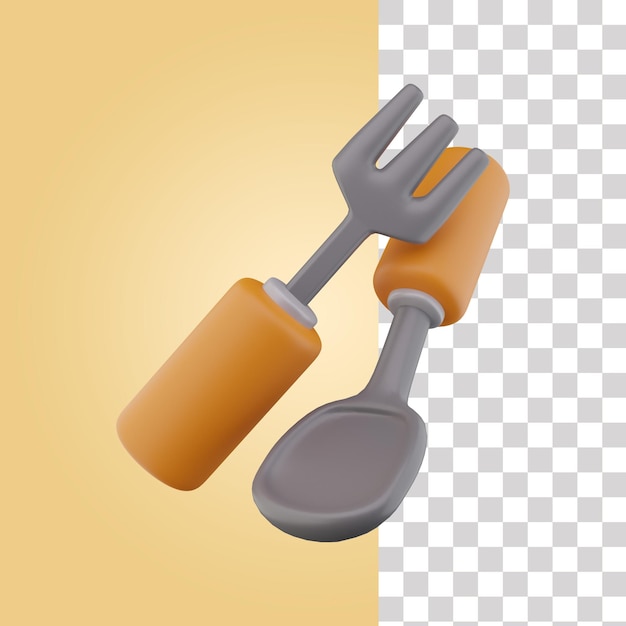 Fork and spoon 3d icon