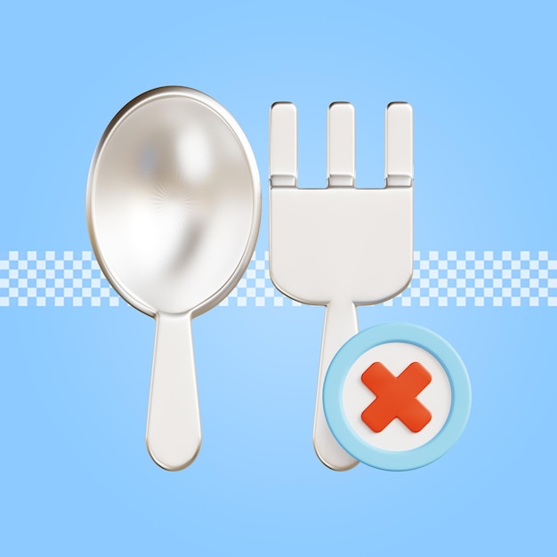 fork and spoon icon 3d render illustration isolated premium psd