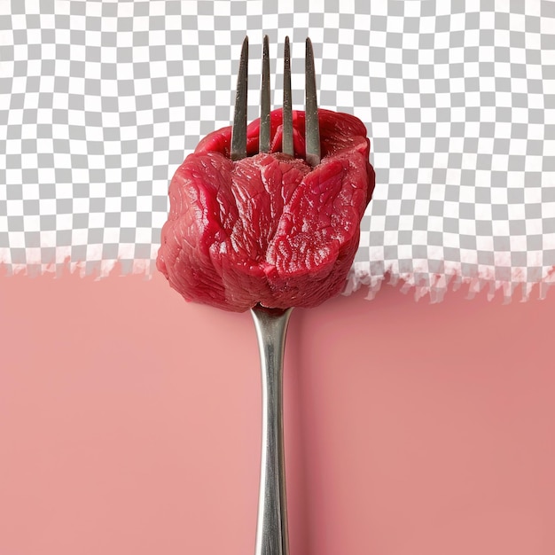 PSD a fork with a piece of meat on it that has a fork in it