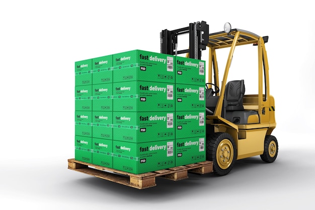 Forklift loader with boxes mockup