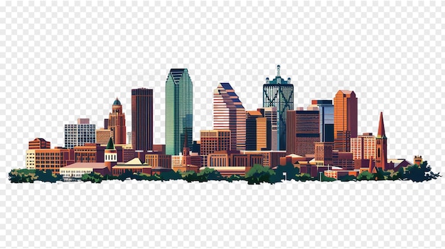 PSD fort worth city skyline isolated on transparent background