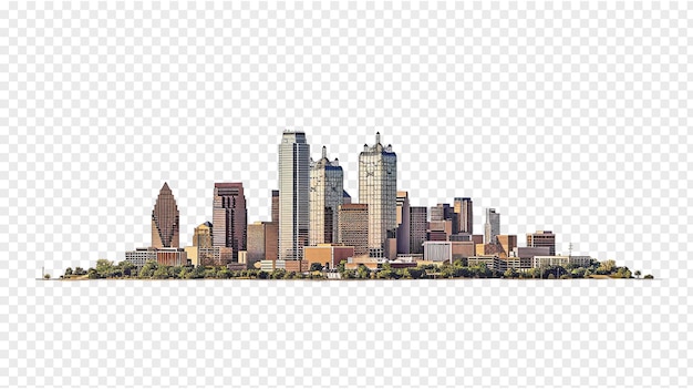 PSD fort worth city skyline isolated on transparent background