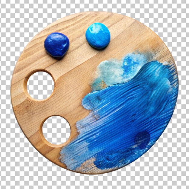 founded wooden artistic palette blue colors transparent background