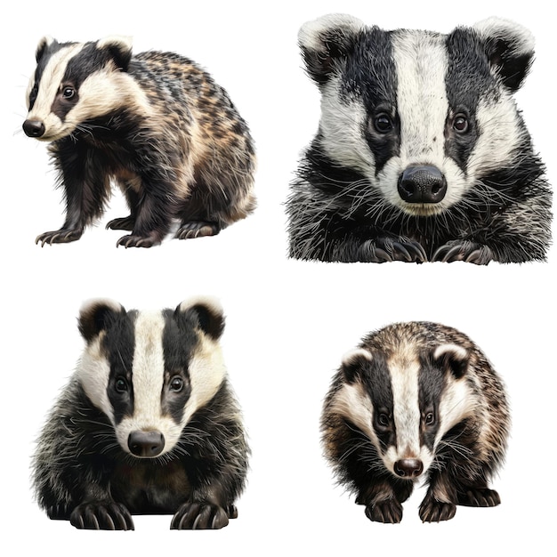 PSD four badgers in various poses