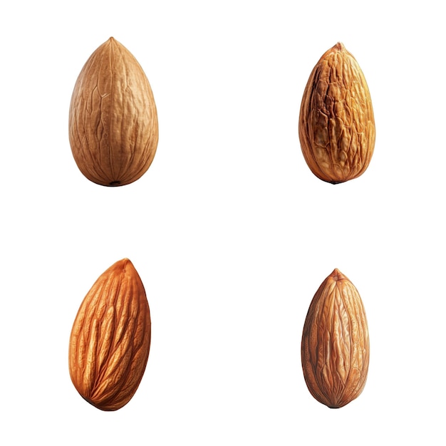 PSD four closeup images of almonds